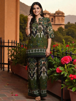 Regal Bloom Green Co-Ord Suit