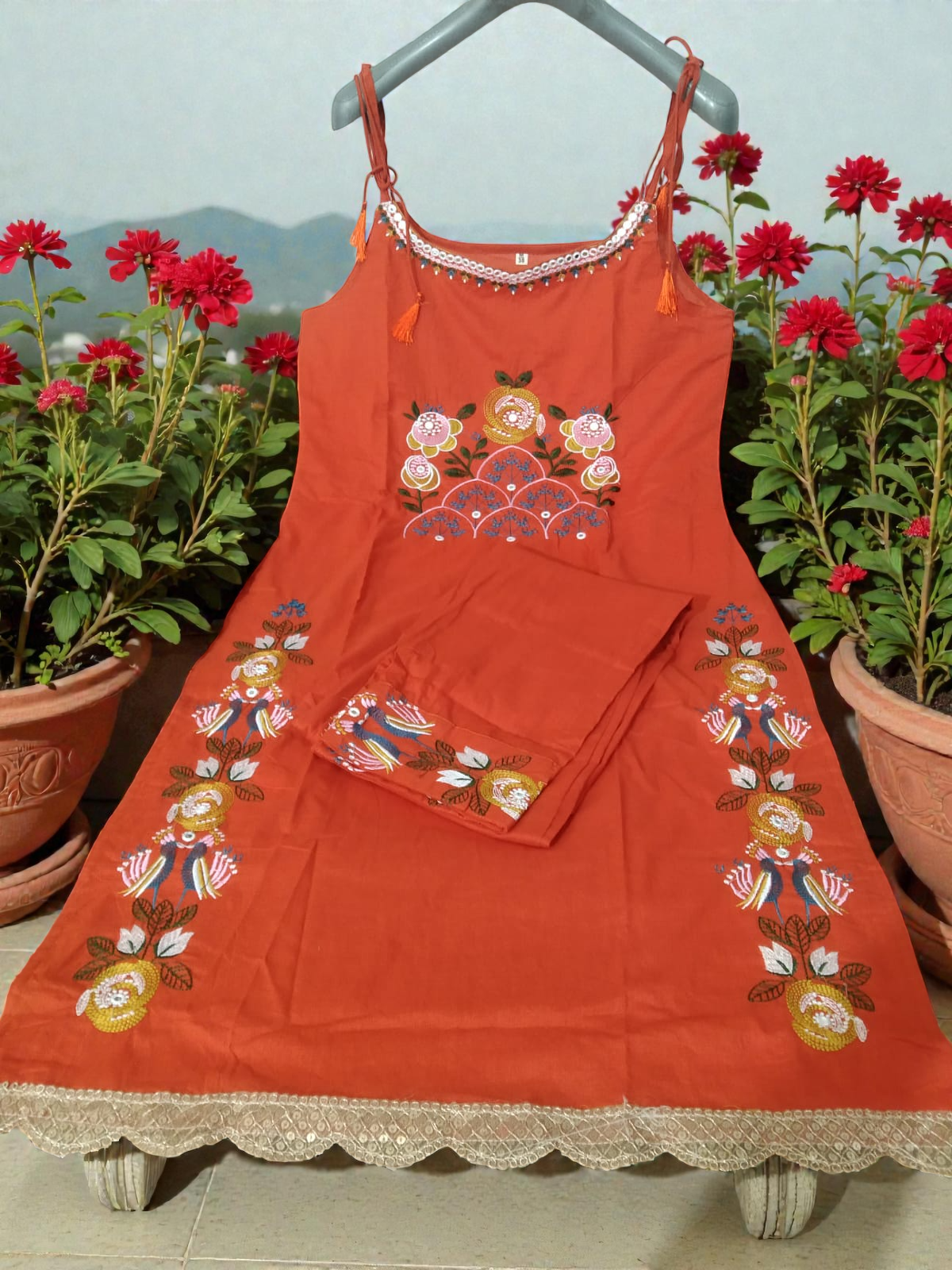 Everyday Elegance Orange Kurti Set - Image 2