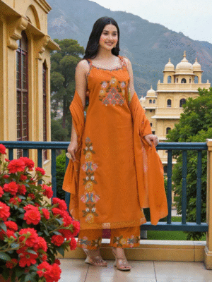 Everyday Elegance Orange Kurti Set
