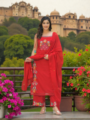 Everyday Elegance Red Kurti Set