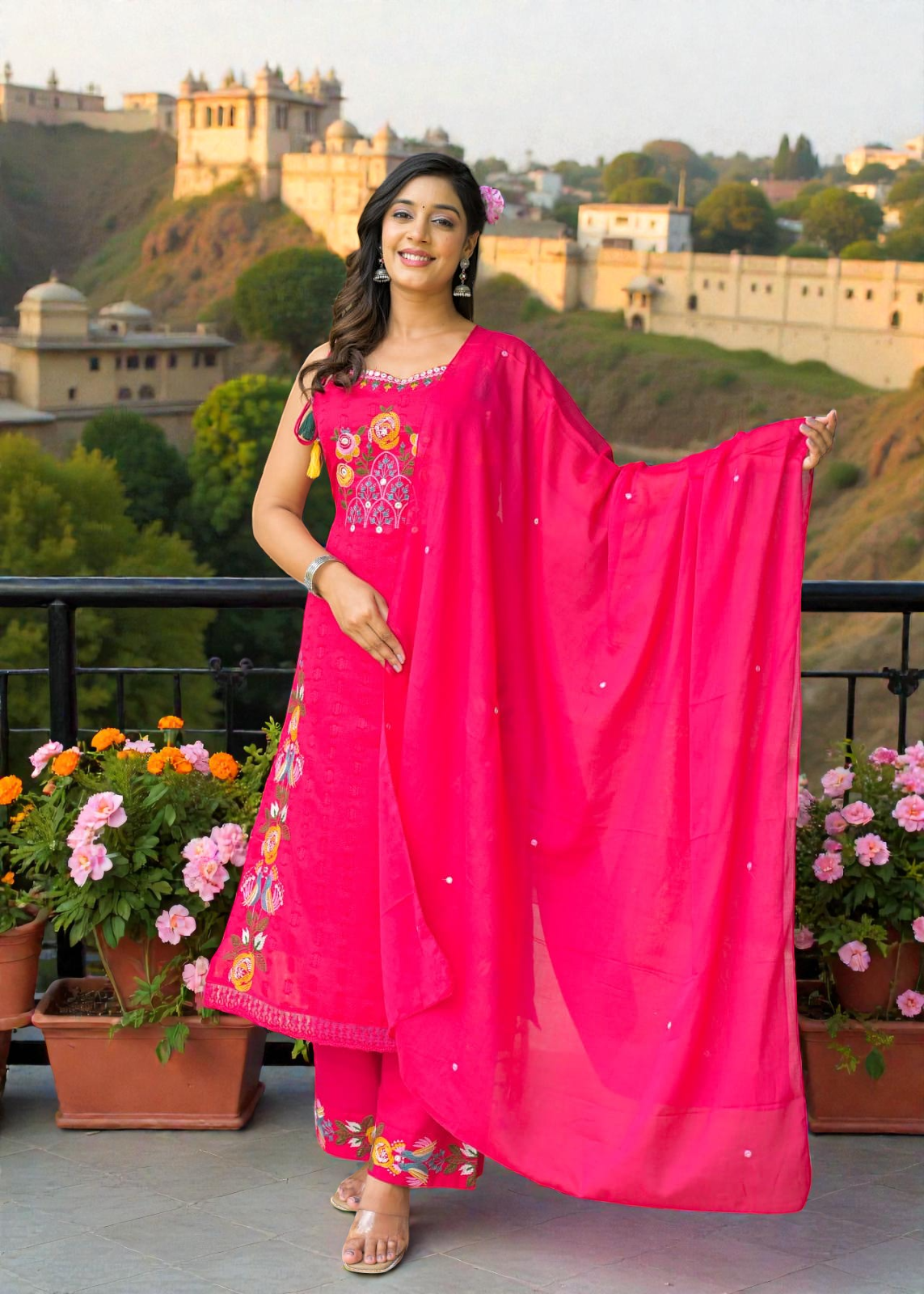 Everyday Elegance Pink Kurti Set