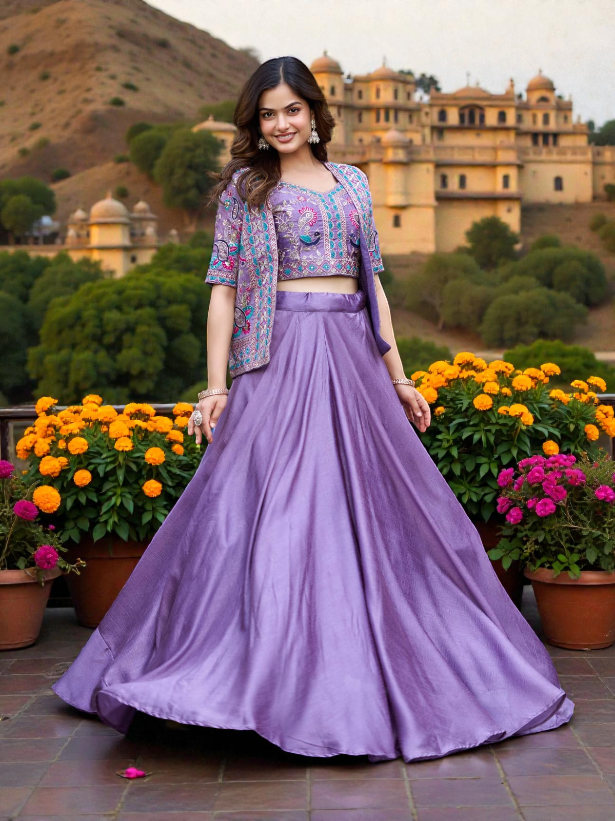 Aarohi Purple Lehenga choli Set