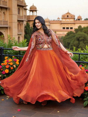 Noor Luxe Orange Lehenga choli Set