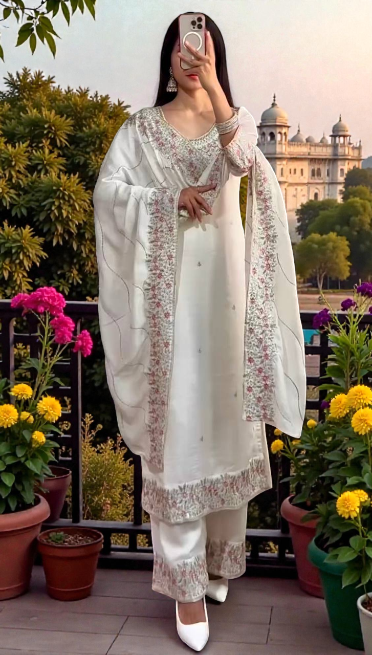 Zara white kurti set