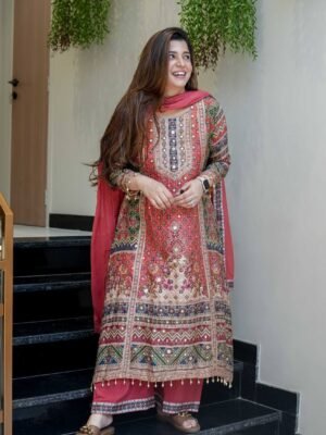 Modern Luxe Red kurti set