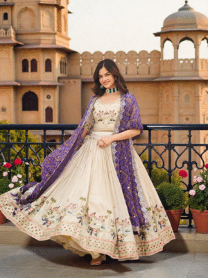 Ivory Grace Purple Lehenga Choli Set