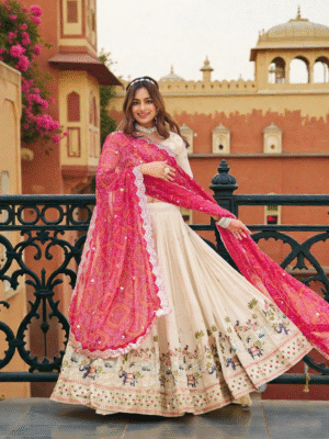 Ivory Grace Pink Lehenga Choli Set