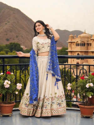 Ivory Grace Blue Lehenga Choli Set