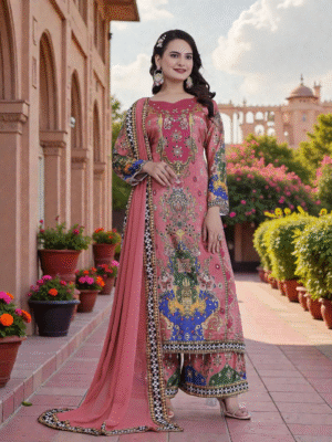 Noor Mirror Chinon Silk Kurti Palazzo Set