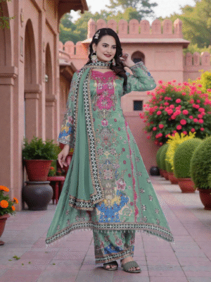 Saanvi Mirror Chinon Silk Kurti Palazzo Set