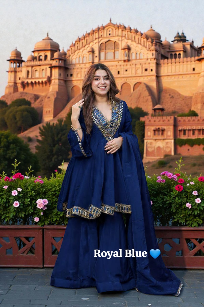 Gulbahar Navy blue Festive Kurti Set